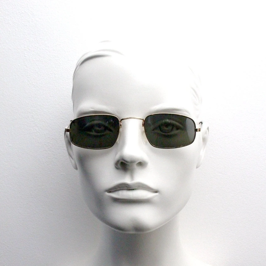90's Vintage Rectangular Sunglasses. Slim Gold Metal 60's Style Frame With Silver Mirror Lenses. Bnwt. Unused Nos