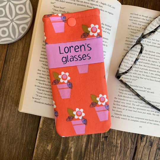 Personalised Floral Glasses Case Handmade Flower Print Fabric Snap Pouch With Free Delivery