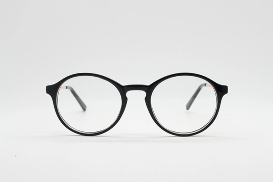 90S Vintage Round Glasses. 30S, 20S Style Black Optical Frames With Gold Arms. Prescription Eyeglasses Clear Lenses. Rx Spectacles