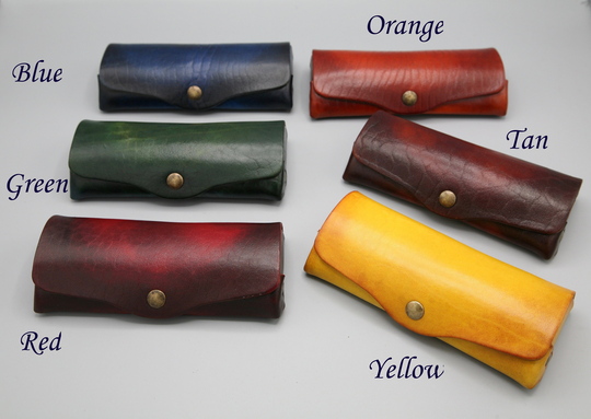 Leather Glasses Case, Hard Leather, For Men & Women, Eyewear, Genuine, Quality, Handmade, Hand Crafted, Molded, Blue, Red, Brown, Green, Brown, Black