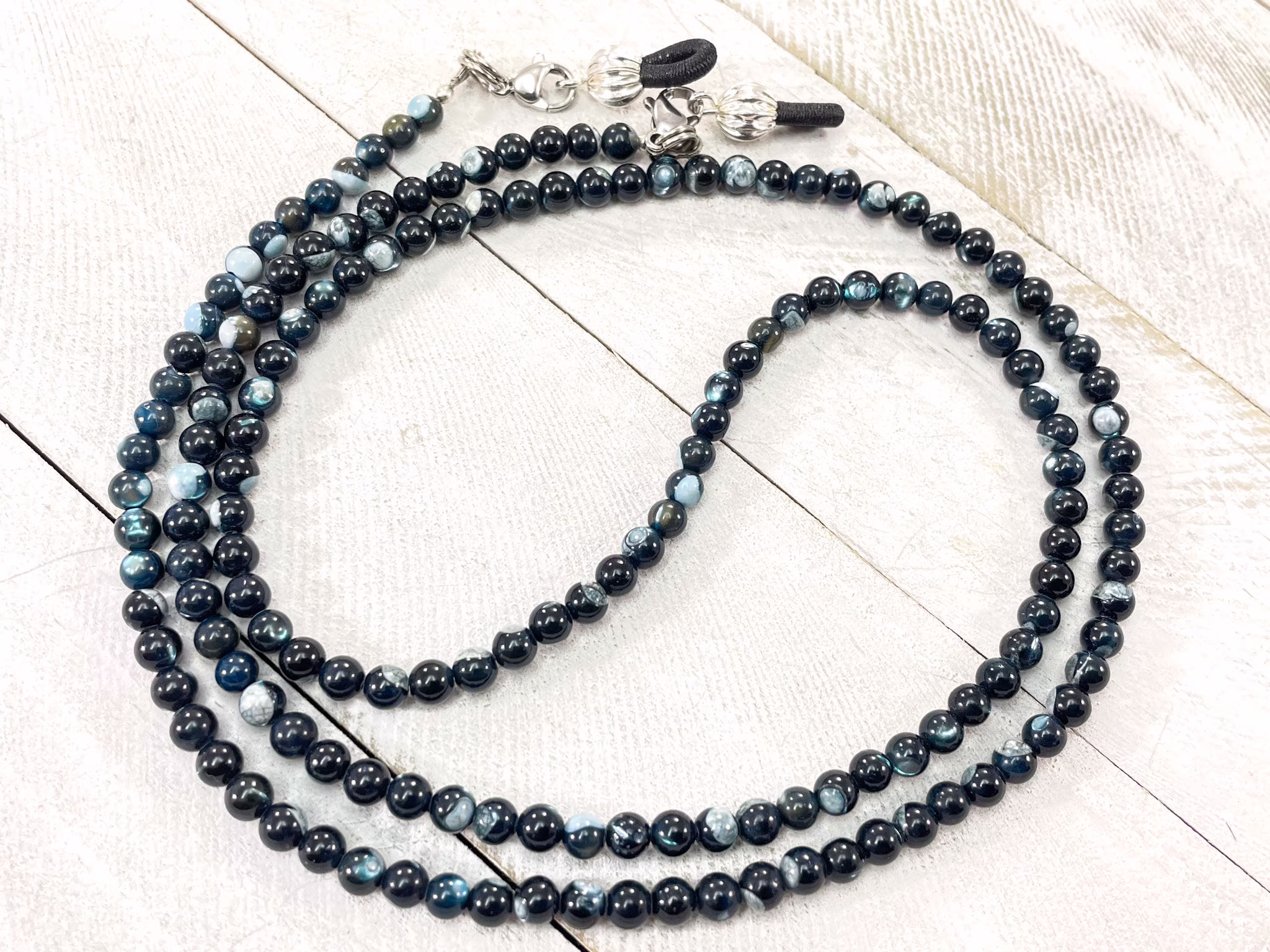 Black Mother Of Pearl Eyeglass Chain-Eyeglass Holder-Glasses Lanyard-Sunglass Chain-Sunglasses Chain