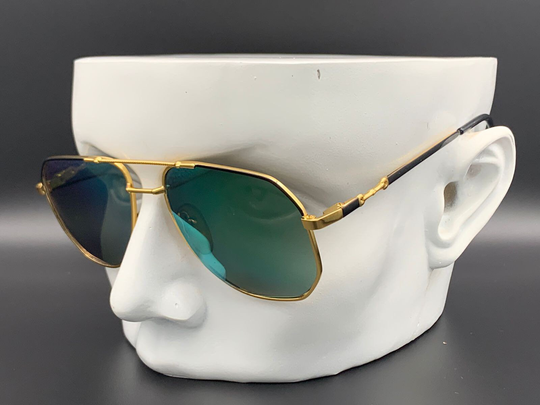 Extremely Cosmetic Deltaline 844-058 Vintage Hilarious Gold Black Geometric Frame Hand Made Sunglasses Italian Retro Hyper Rare