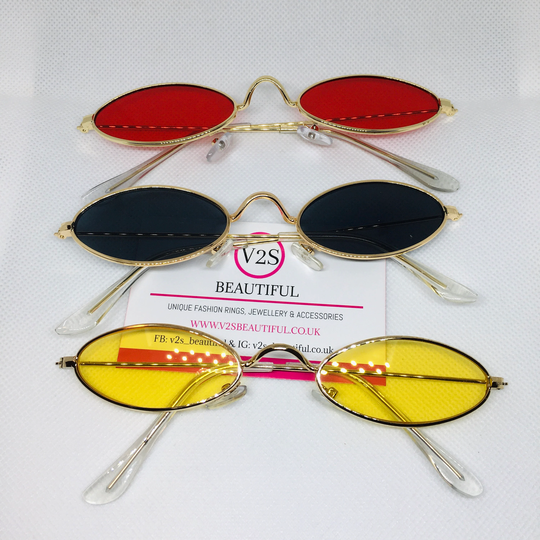 3 Small Oval Festival Sunglasses Bundle Deal, Retro 90S Vintage Women Sunglasses, Cute Y2K Punk Boho Hippie, Cosplay Glasses