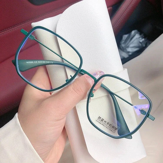Oversized Square Myopia Reading Prescription Lenses -0.50 - -6.00 | Anti Blue Light Glasses Frame Vintage