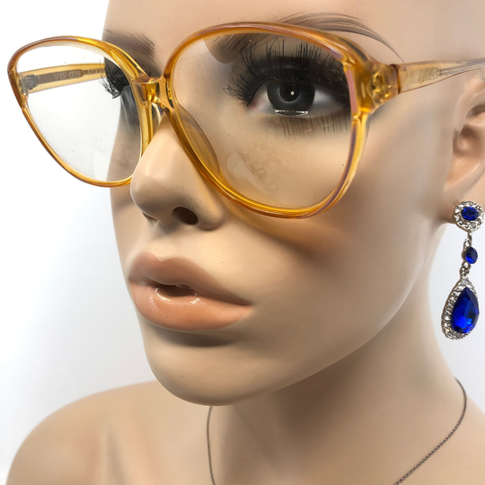 Vintage Vis 009 Eyeglasses Glasses Frame Amber Square Used Eyeglass Frames Retro