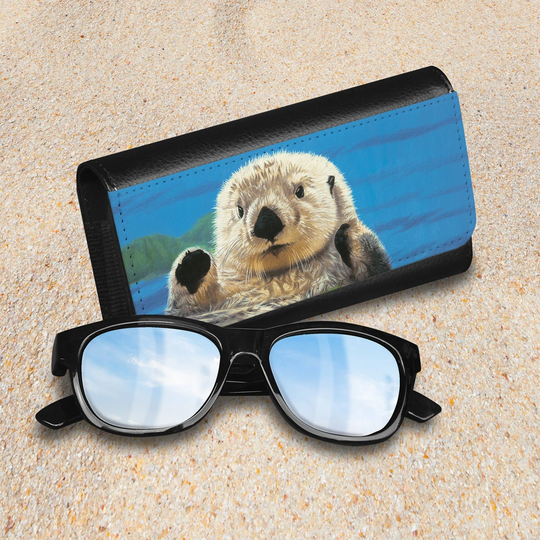 Glasses Case, Otter Lovers Gift, Eyeglasses Vegan Leather Case For Him Or Her, Sunglasses Spectacles For Men & Women