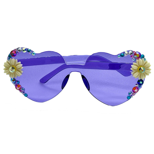 Custom Heart Flower Rhinestone Sunglasses
