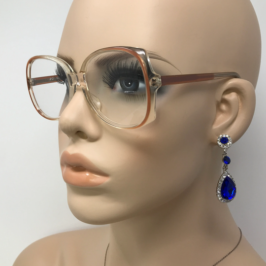 Vintage Vertex Eyeglasses Glasses Frame Clear Orange Square Used Eyeglass Frames Retro Britain