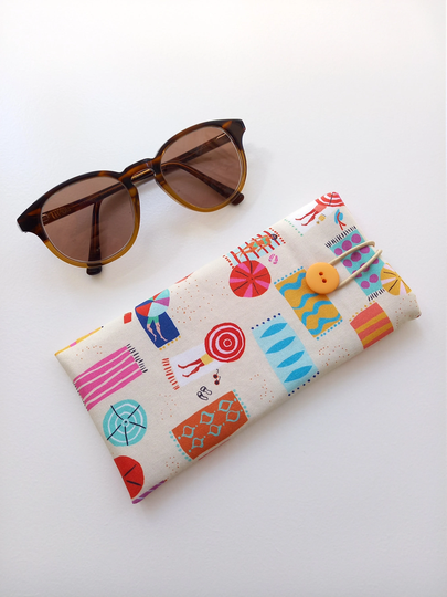 Beach Towels Theme Soft Cotton Handmade Glasses Case, Lined & Lightly Padded