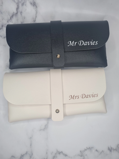 Personalised Sunglasses Cases, Bride & Groom Gift, Honeymoon, Wedding Abroad, Pu Leather Case, Glasses Case