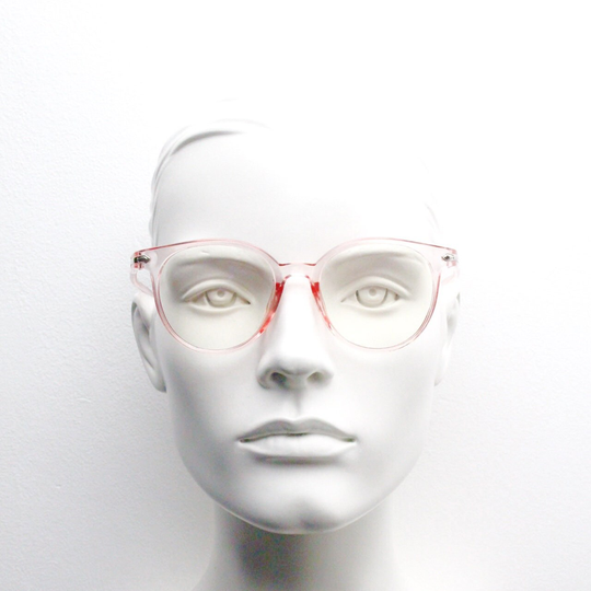 2000S Vintage Round Glasses. Transparent Crystal Candy Pink Prescription Eyeglasses Frame With Clear Lenses. Rx Spectacles. Unused Nos