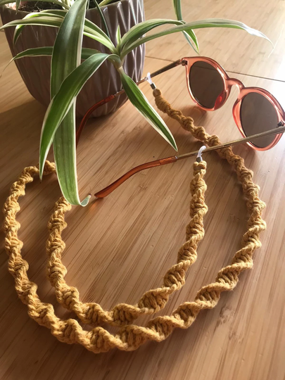 Yellow Macrame Sunglasses Chain, Boho Fashion Accessories, Eco Friendly Gifts For Her, Glasses Hanging Cord, Strap, Eyeglass Cord