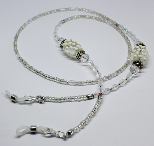 Spotty Lampwork Glass Beads Glasses Chain, Beaded Crystal Sunglasses Eyeglasses Holder