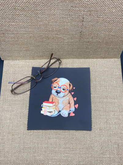 Dog Wearing Glasses Microfiber Cloth Eye Glass Cleaning Tablet Phone
