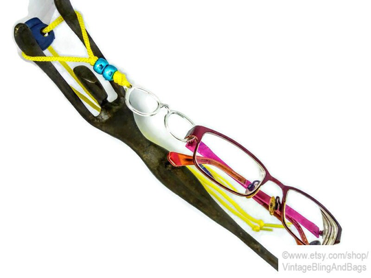 Yellow Adjustable Handmade Glasses Necklace, Beaded Lanyard, Yellow Sunglasses Holder, Chain