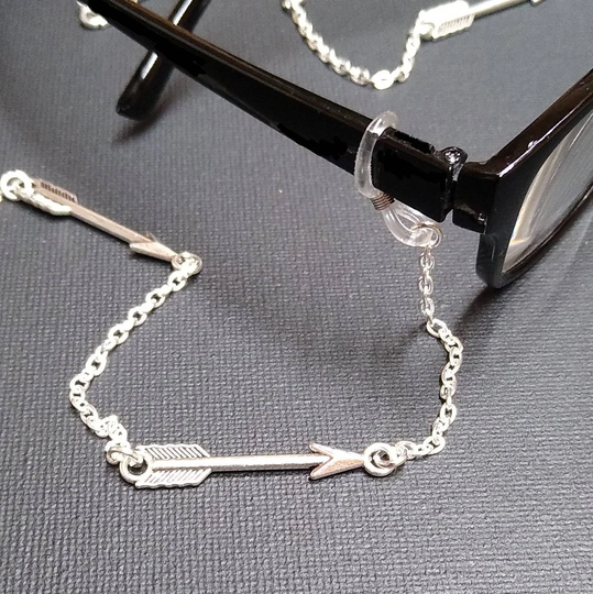 Arrow Eyeglass Chain ~ Towards Greater Things Reading Glasses Lanyard Spectacle Holder Silver Charm Retainer Free Shipping
