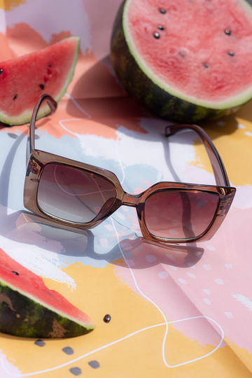 Grey Oversized Pointed Edge Square Sunglasses