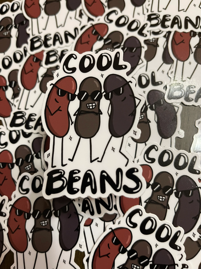 Adorable Cool Beans Sunglasses Vinyl Sticker