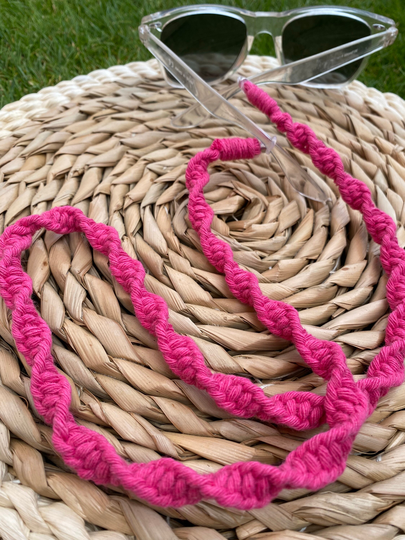 Fuschia Pink Macrame Sunglasses Chain, Eco Friendly Gifts For Her, Summer Accessories, Glasses Hanging Cord, Eyeglass Gift Mum