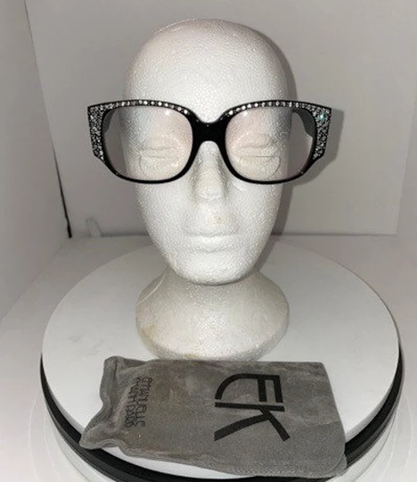 Authentic Emmanuelle Khahn Black Sunglasses With Swarovski Crystal Embellishments