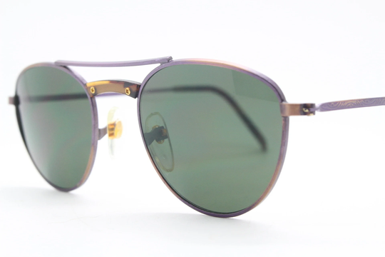 90S Vintage Double Bridge Sunglasses. Satin Matt Coloured Copper & Tortoise Combination With Green Lenses. Bnwt. Steampunk Nos