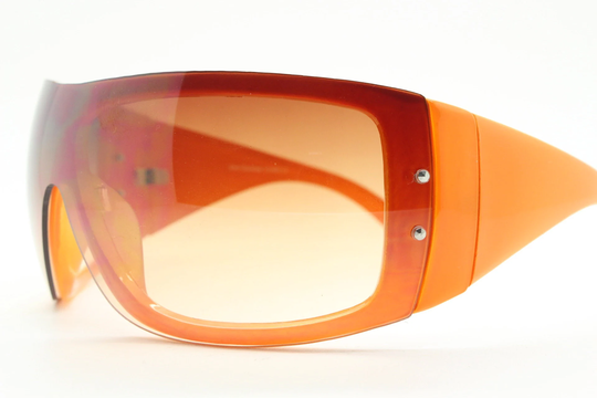 Y2K Vintage Visor Sunglasses. Orange Massive Mask Mono Lens Wrap Around Gradient Brown. Sick Fashion Grail. 2000S Unused Nos
