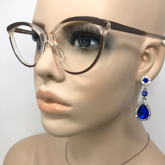 Vintage Blyth England Prom Eyeglasses Glasses Frame Brown Clear Cat Eye Used Eyeglass Frames Retro