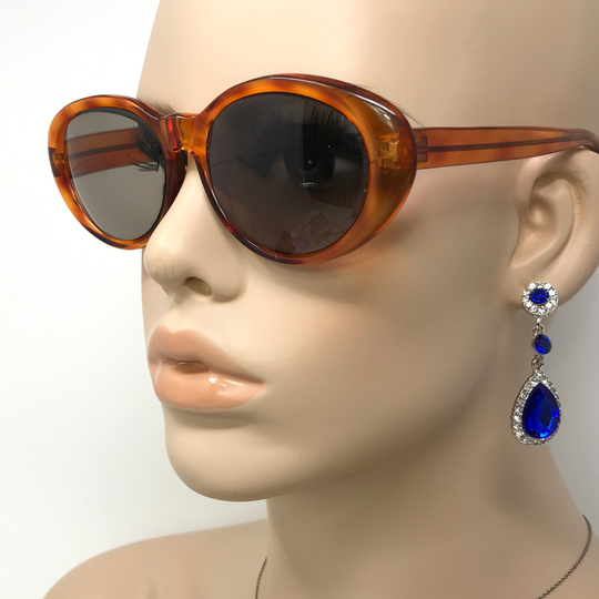 Vintage Dollond & Aitchison Bahama Havana Prescription Sunglasses Orange Oval Sun Shades Frames Glasses Retro