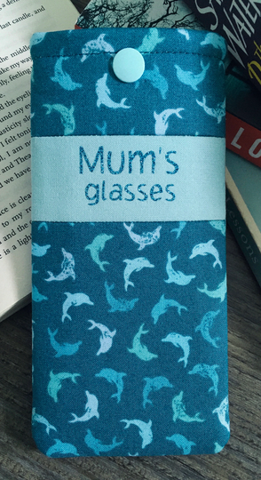 Personalised Dolphin Glasses Case Handmade Fish Print Fabric Snap Pouch With Free Delivery