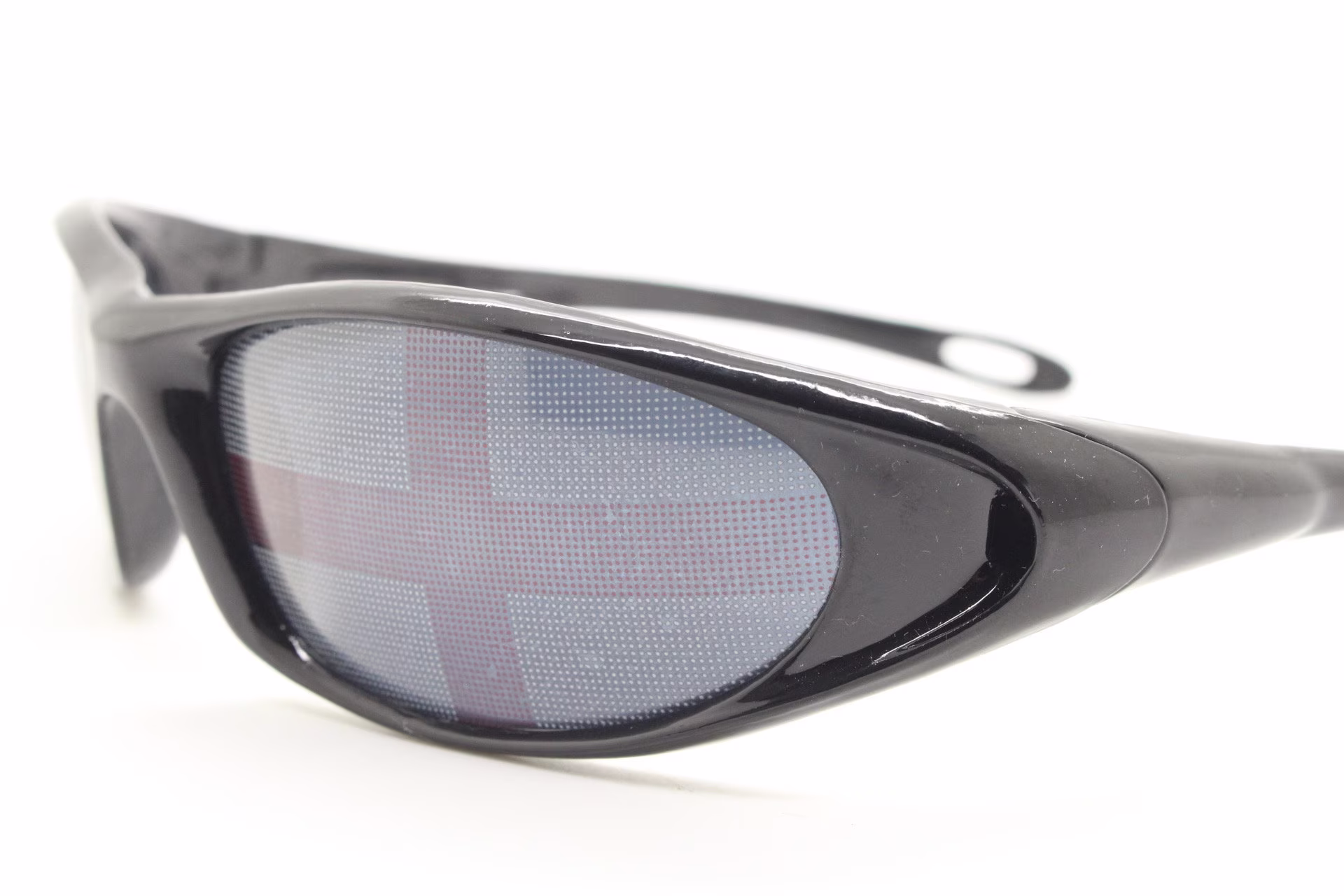 90S Vintage England Flag Shield Sunglasses. Wrap Around Black Visor Frame With White & Red Target Print. Unused Nos. Brit Pop. Cosplay
