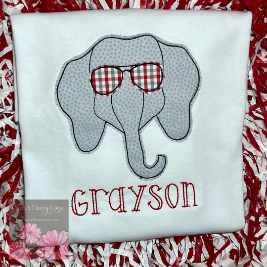 Elephant With Sunglasses Applique Shirt/Boy's Football Game Day Personalized