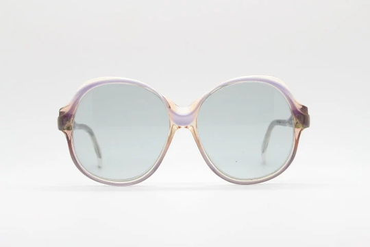 Balenciaga Vintage 70S Sunglasses Model Saturne/9 F 260 Made in France. Women's Oversized Round Transparent Lilac Frame