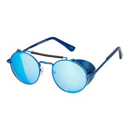 Blue Mirrored Steampunk Deep Blinder Sunglasses Retro Women Mens Round Goggles Glasses Uv400