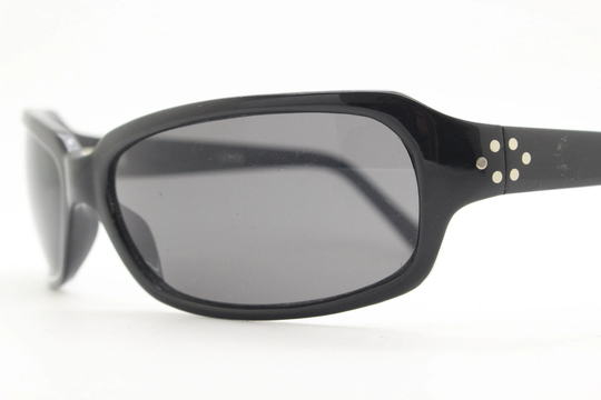 Y2K Vintage Wrap Around Sunglasses. Plain Black Gloss Aerodynamic Shield. Mini Mask Visor. 2000's. 90S. Unused Nos