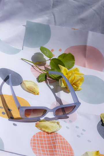 Blue Rectangle Bar Side Detail Sunglasses