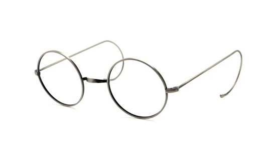 Antique Silver Savile Row Style True Round Eyewear By Beuren Model 1700 With Saddle Bridge, Curlsides/Straight Arms in Varying Sizes B51A-F