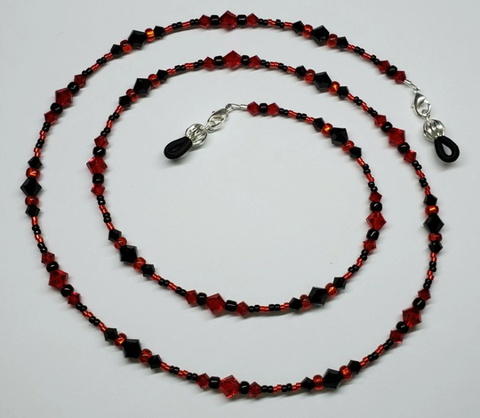 Jet/Light Siam | Black & Red Swarovski Crystal Eyeglass Chain Holder