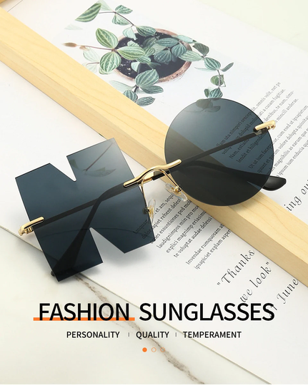 No Glasses Funny Joke Letter Design Tinted Lens Sunglasses Fashion Luxury Brand Designer Women Metal Sun Glasses Ladies Trend Uv400 Shades