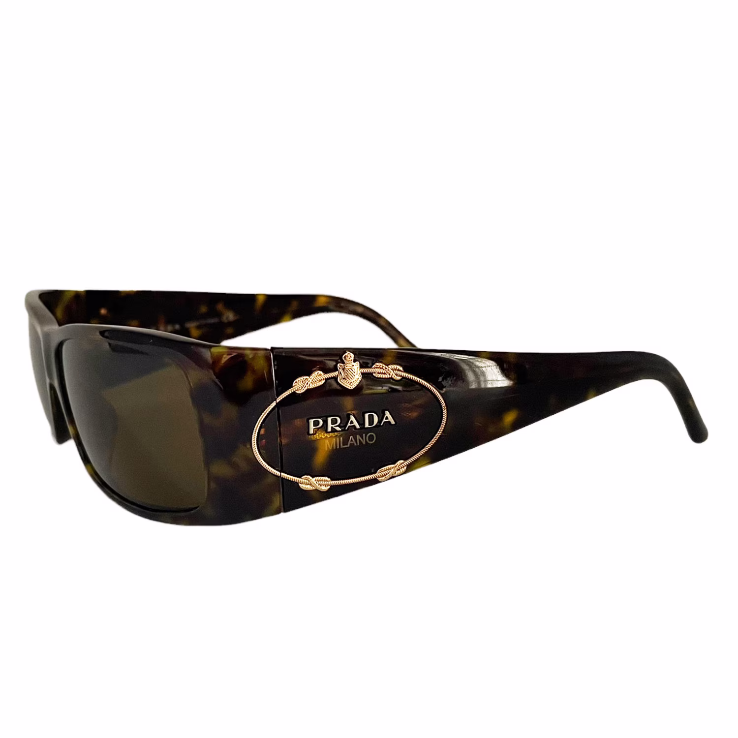 Prada Sunglasses - Authentic Logo in Tortoiseshell Brown/Gold Vintage Genuine 2000S Y2K 90S