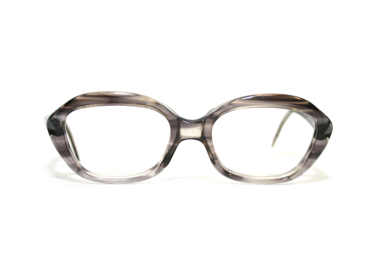 Vintage Eyeglasses 60's 70's Oval Women's Lips Gray Wash Row Ddr Extra Large Size 54-18-145 Rockabilly Tortoise New Old Stock Nos