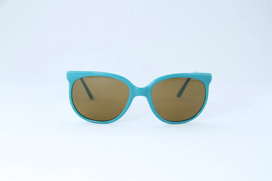 Vintage 1980's Vuarnet 002 Aqua Green Cat Eye Sunglasses Px2000 Mineral Brown Lens
