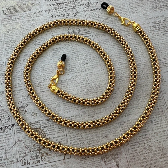 Gold Eyeglass Lanyard Chain Beaded Holder Glasses