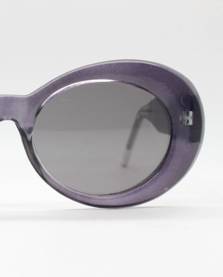90S Vintage Oversized Round Sunglasses. 60S Elliptical Mod Design in Transparent Grey Frame With Matching Lenses. Y2K. 00's. 2000S