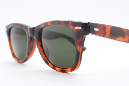 80S Vintage Wayfarer Style Sunglasses. All Time Classic 40S 50S Design in A Deep Honey Tortoise Colour With Green Lenses. Unused Nos. 5024