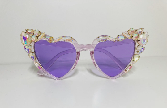 Purple Translucent Heart Sunglasses