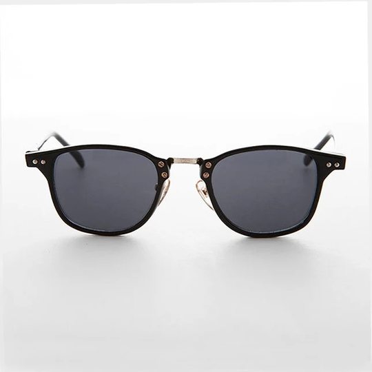 Dapper Thin Black Horn Rim Indie Vintage Sunglass - Oliver 1