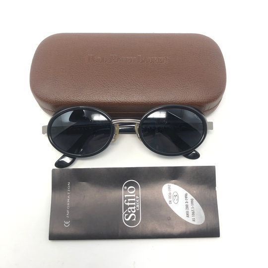 Vintage 90S Ralph Lauren 924/S Sunglasses Frame Black Oval Side Shields Sun Shades Glasses Frames Retro Unisex Mens Ladies