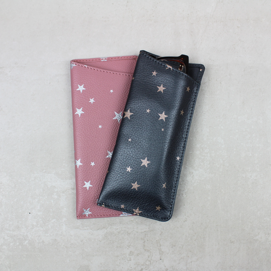 Personalised Stars Large Leather Glasses Case