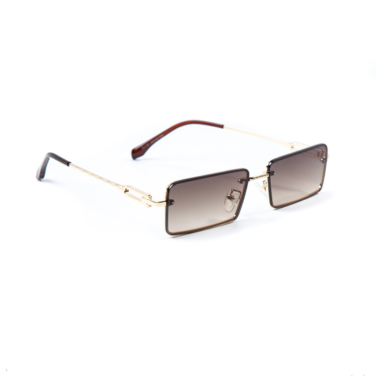 Men's Vintage Hip Hop Rimless Brown Gradient Tint Retro Sunglasses