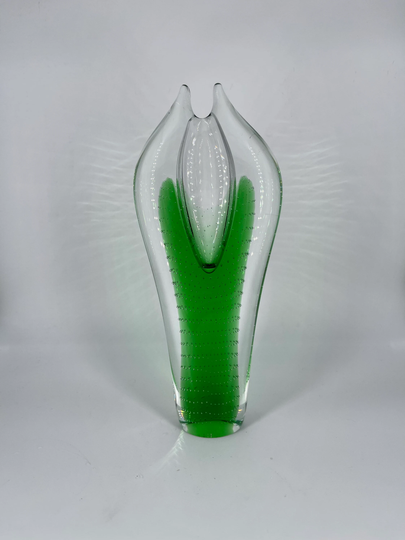 Skrdlovice Sklo Controlled Bubble Art Glass Vase Pavel Juda